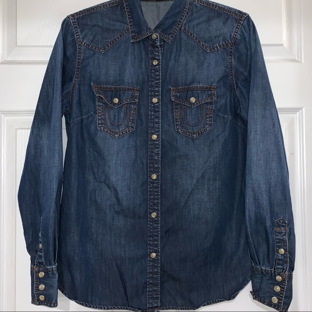 SOLD - GUC True Religion Button Up Denim Shirt - Picture 3 of 9